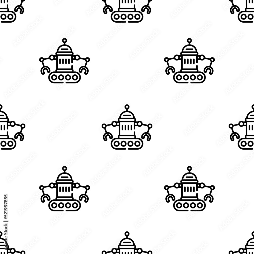 robot icon pattern. Seamless robot pattern on white background.