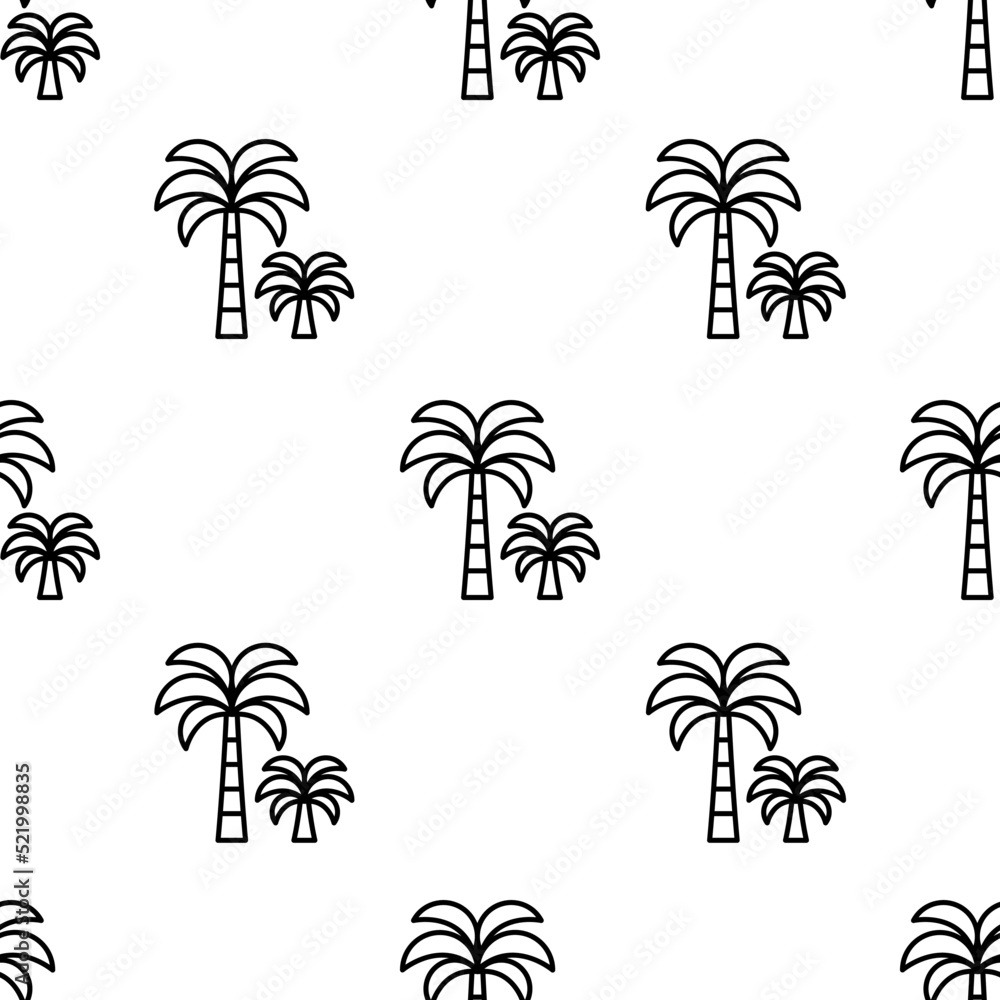 palm tree icon pattern. Seamless palm tree pattern on white background.