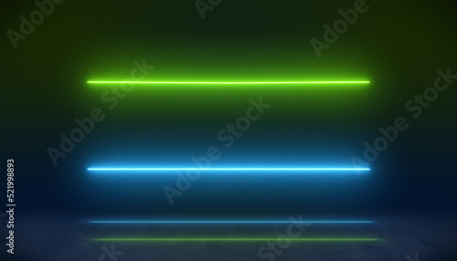 Illustation of glowing neon lines in green and blue