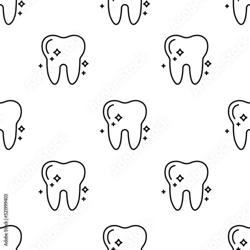 tooth icon pattern. Seamless tooth pattern on white background.