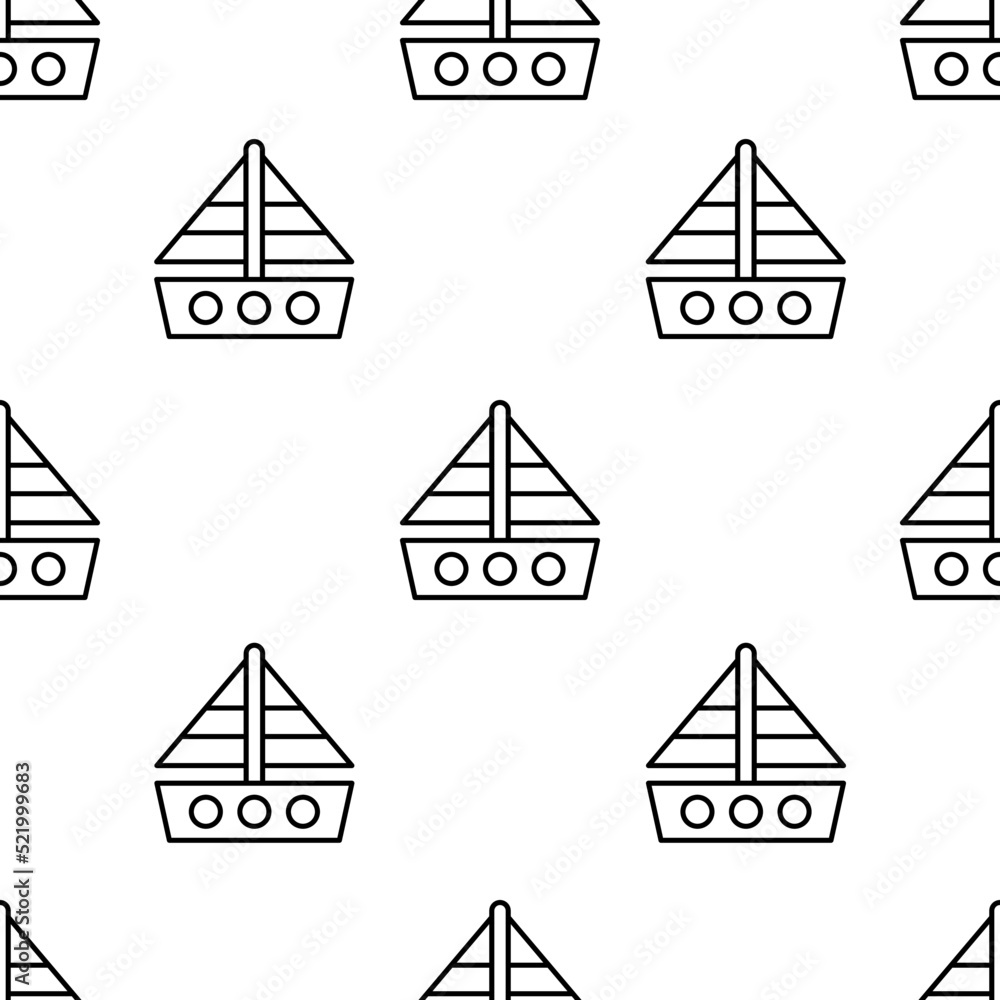 boat icon pattern. Seamless boat pattern on white background.