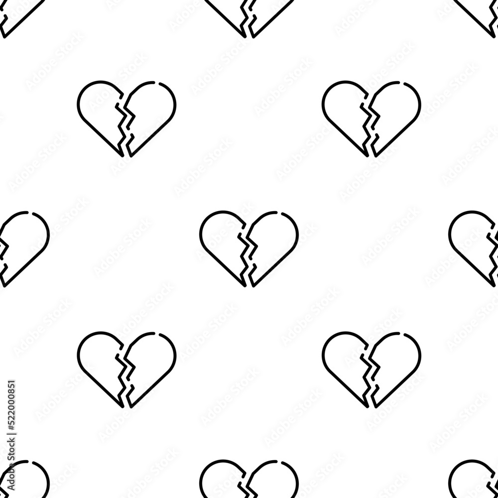 broken heart icon pattern. Seamless broken heart pattern on white background.