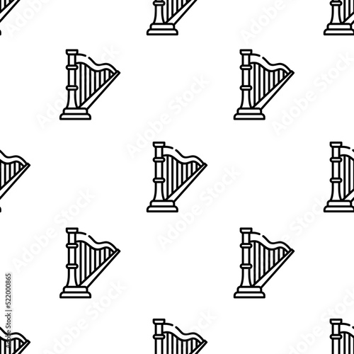 harp icon pattern. Seamless harp pattern on white background.