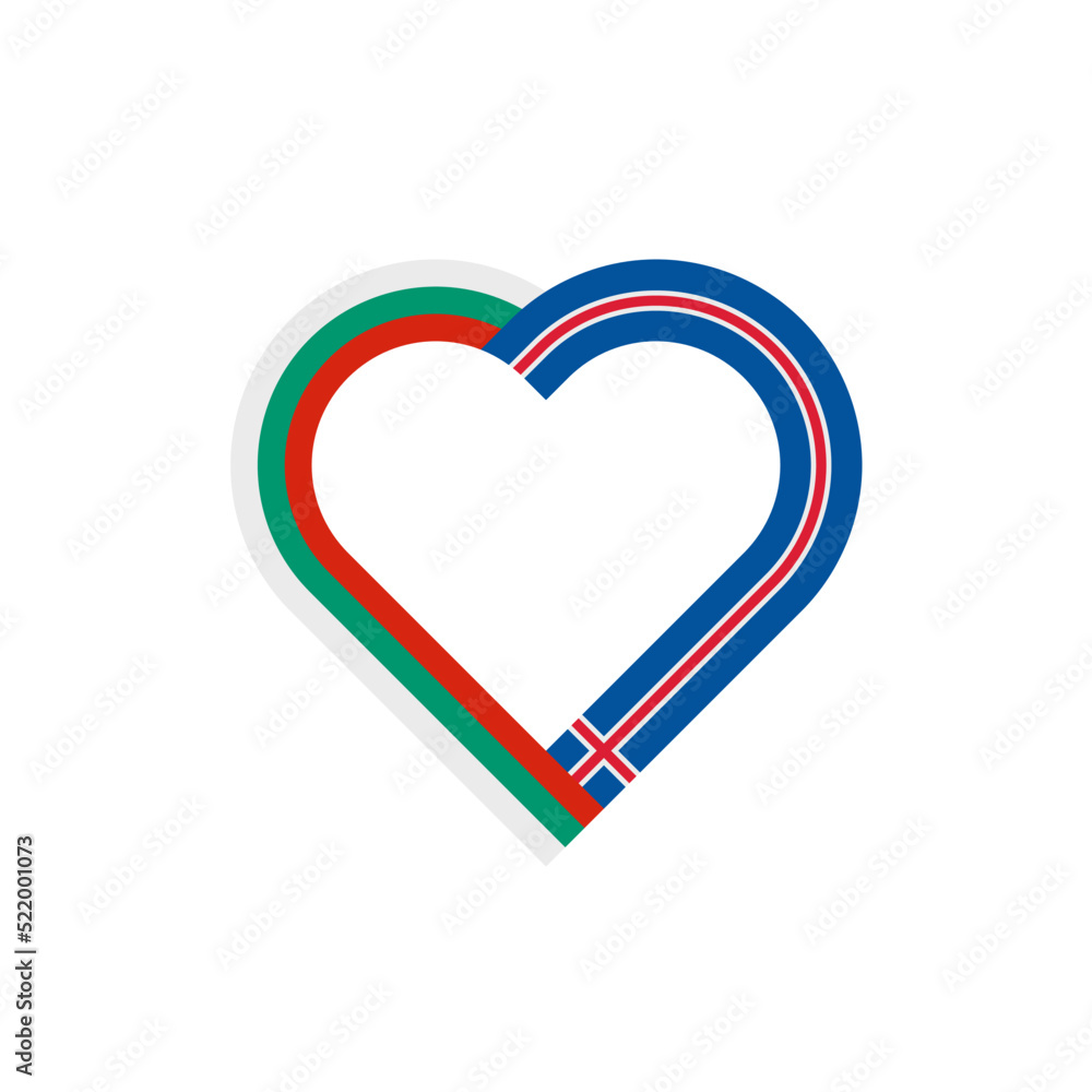 unity concept. heart ribbon icon of bulgaria and iceland flags. vector illustration isolated on white background unity concept. heart ribbon icon of bulgaria and iceland flags. vector illustration isolated on white background