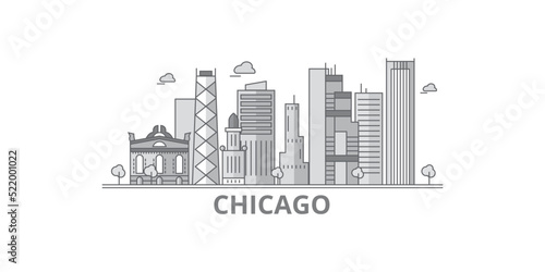 United States, Chicago City city skyline isolated vector illustration, icons photo