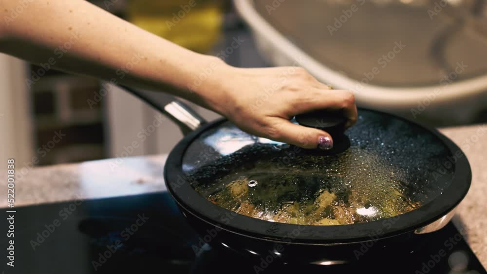 Vegetables are fried in a wok pan Vegetables are fried in a wok pan