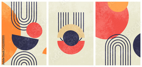 Abstract art background vector set. Modern block color art wallpaper. Ball balancing on a figure in the form of a bowl, apple of the eye,harmony of chaos. Editable vector illustration EPS 10