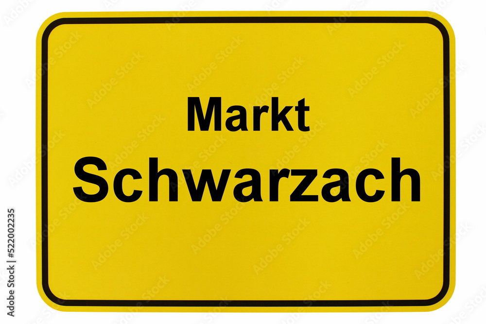 Illustration eines Ortsschildes von Schwarzach in Bayern - obrazy, fototapety, plakaty 
