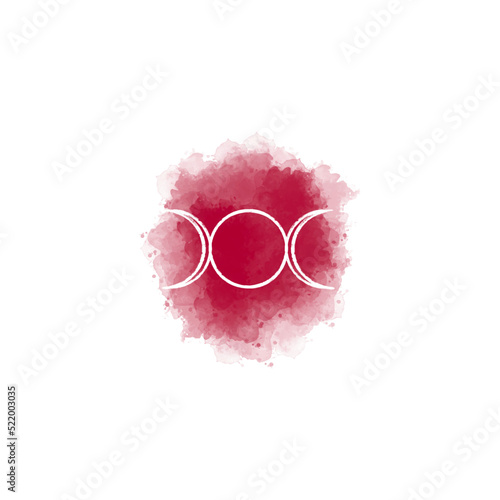 red watercolor triple moon goddess wicca symbol tattoo idea
