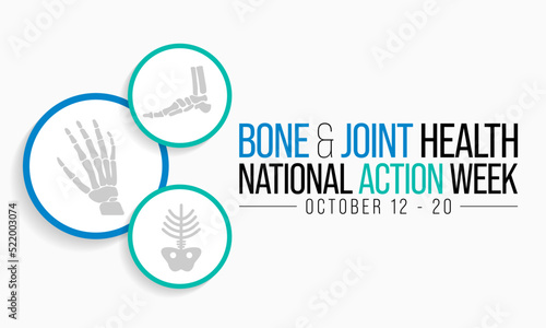 Bone and Joint health national action week is observed every year in October, with activities focused on disorders including arthritis, back pain, trauma, pediatric conditions, and osteoporosis.
