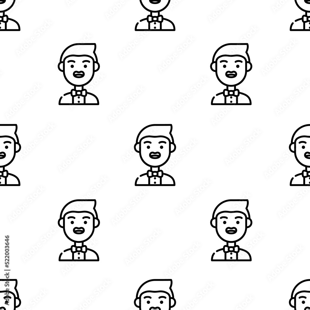 groom icon pattern. Seamless groom pattern on white background.
