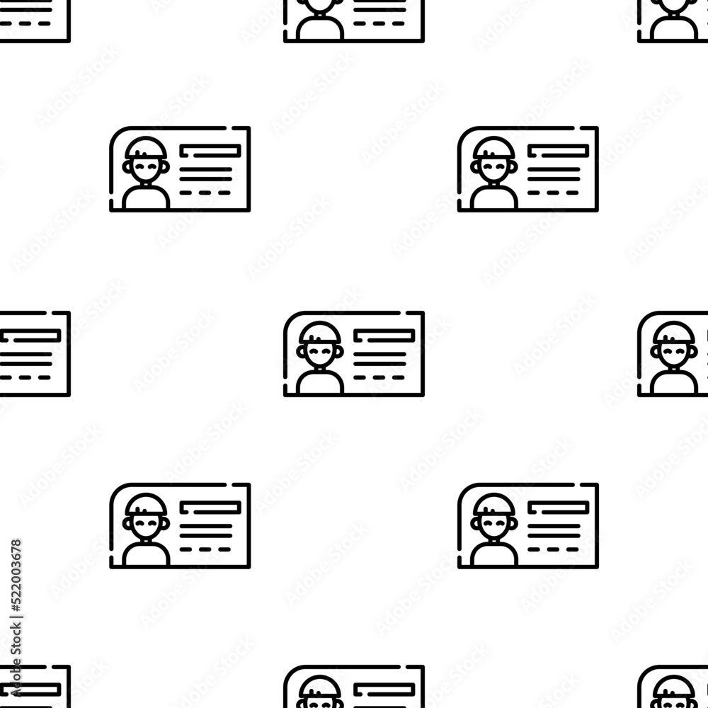 id card icon pattern. Seamless id card pattern on white background. id card icon pattern. Seamless id card pattern on white background.