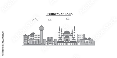 Turkey, Ankara city skyline isolated vector illustration, icons