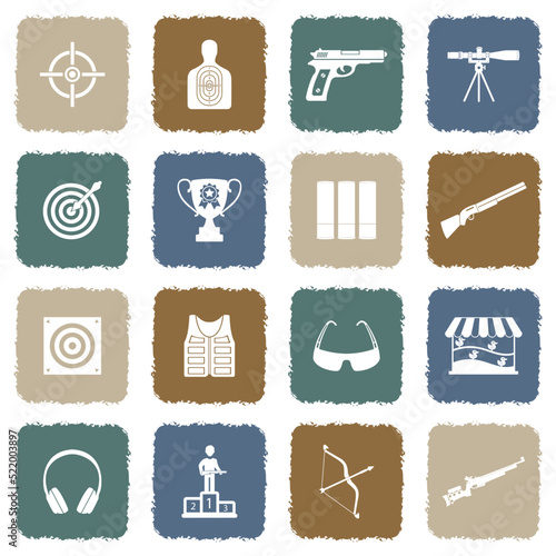Shooting Icons. Grunge Color Flat Design. Vector Illustration.