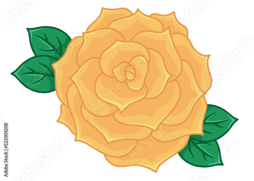 Yellow rose in vector isolated on white
