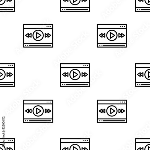 video player icon pattern. Seamless video player pattern on white background.