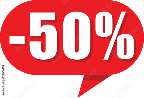 Red tag sale special offer isolated vector illustration. Discount price tag, retail advertising campaign symbol, promotional marketing, 50% discount sticker, shopping day promotional offer