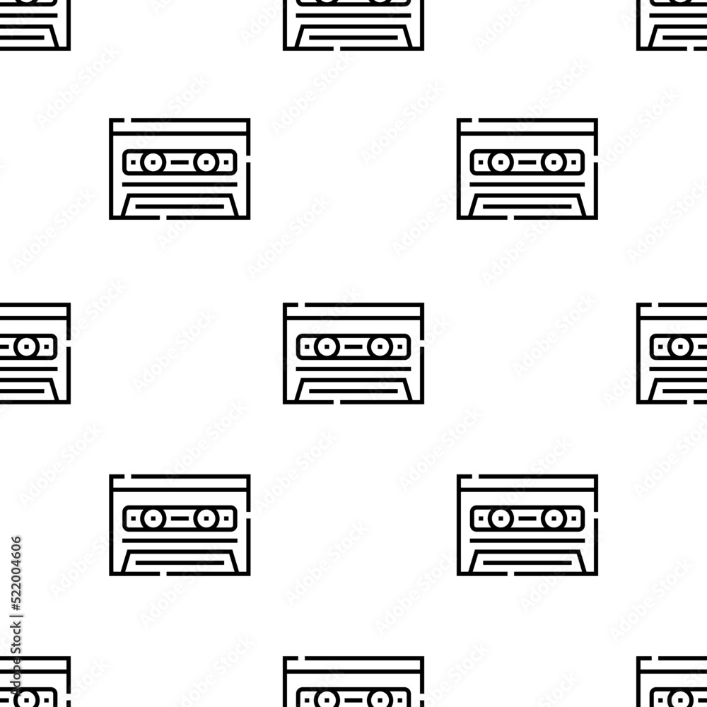 cassette icon pattern. Seamless cassette pattern on white background.
