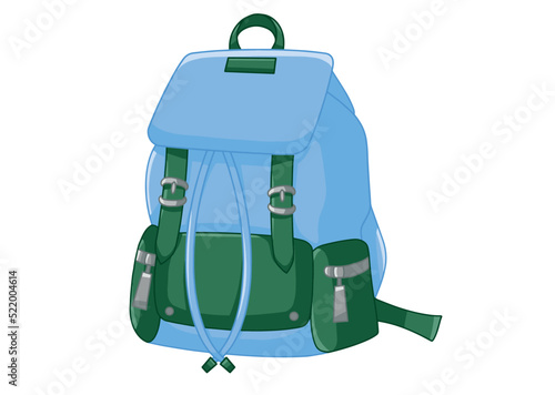Blue backpack in vector isolated on white