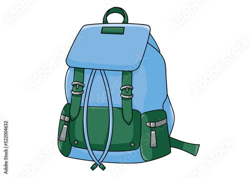 Blue backpack in vector isolated on white