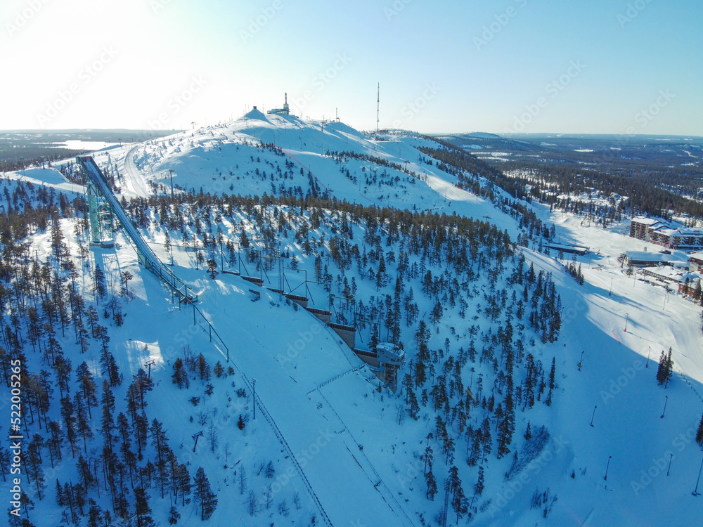 Ruka, Kuusamo, Finland. Ski resort Ruka in Finnish Lapland