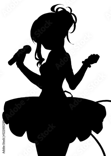 Silhouette illustration of an idol girl in anime style