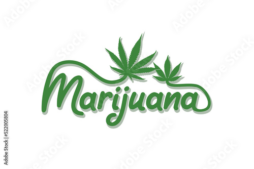 Marijuana Typography With Cannabis Leaf Icon Vector Logo Design