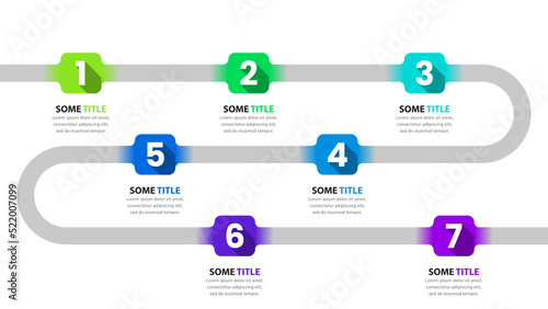 Infographic template. Timeline with 7 steps and numbers