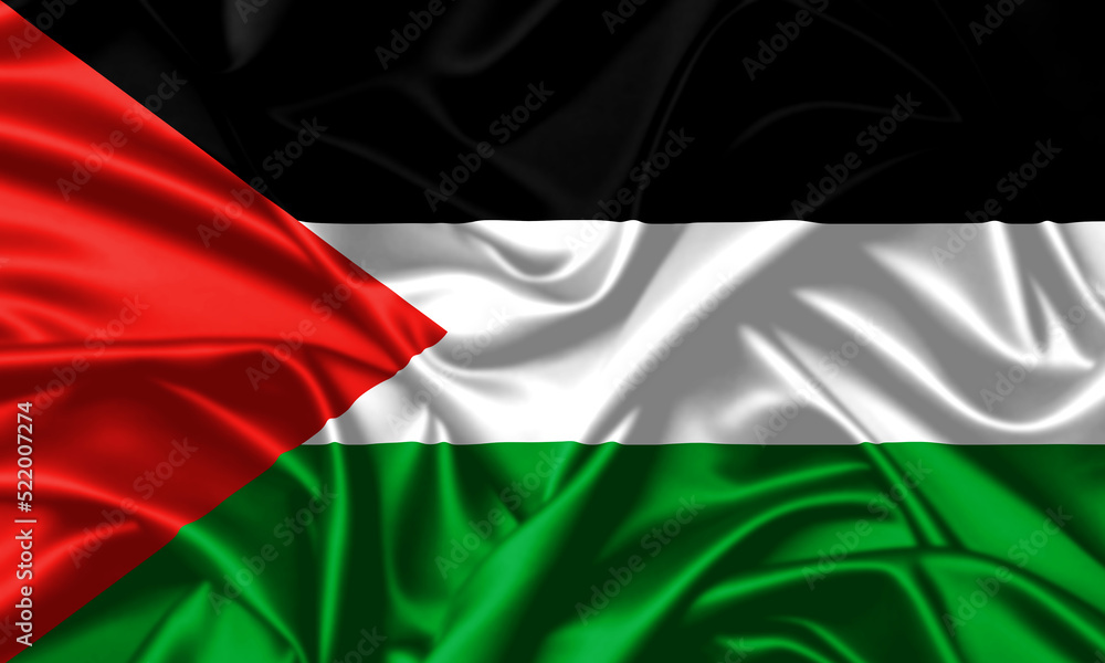 Palestine waving flag close up satin texture background Palestine waving flag close up satin texture background