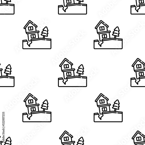landslide icon pattern. Seamless landslide pattern on white background.