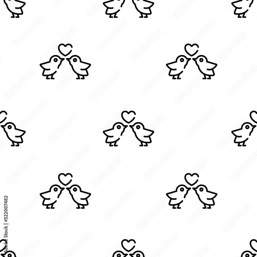 love birds icon pattern. Seamless love birds pattern on white background.