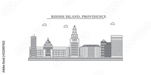 United States, Providence city skyline isolated vector illustration, icons