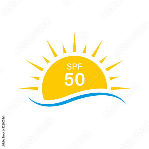 Sun UV Rays SPF 50 Protect Radiation Silhouette Icon. Summer Sunblock Protection Ultraviolet Rays UVA UVB Defense Skin Pictogram. Isolated Vector Illustration