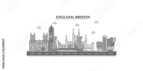United Kingdom, Bristol city skyline isolated vector illustration, icons photo