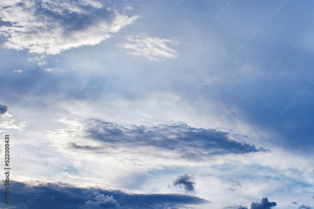 Blue sky with beautiful clouds and sunlight Blue sky with beautiful clouds and sunlight