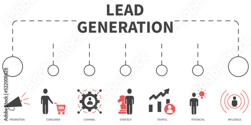 lead generation Vector Illustration concept. Banner with icons and keywords . lead generation symbol vector elements for infographic web