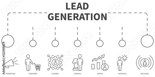 lead generation Vector Illustration concept. Banner with icons and keywords . lead generation symbol vector elements for infographic web