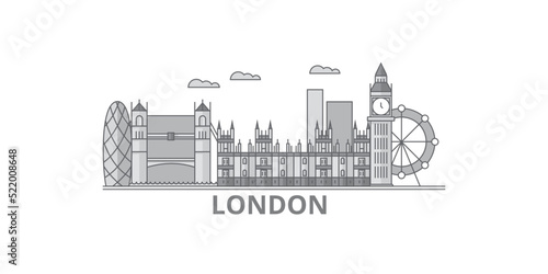 United Kingdom, London City city skyline isolated vector illustration, icons