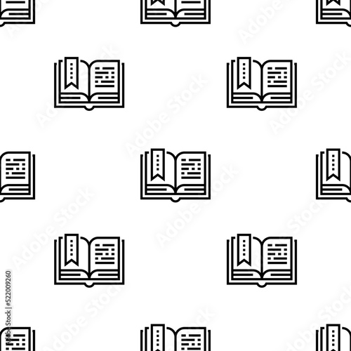 open book icon pattern. Seamless open book pattern on white background.