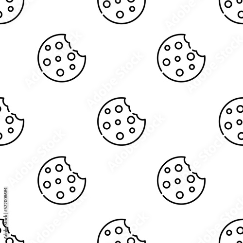 cookie icon pattern. Seamless cookie pattern on white background.