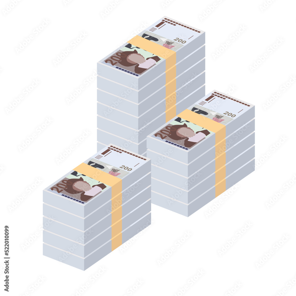 El Salvador Colon Vector Illustration. Salvadoran money set bundle banknotes. Paper money 200 SVC. Flat style. Isolated on white background. Simple minimal design. El Salvador Colon Vector Illustration. Salvadoran money set bundle banknotes. Paper money 200 SVC. Flat style. Isolated on white background. Simple minimal design.