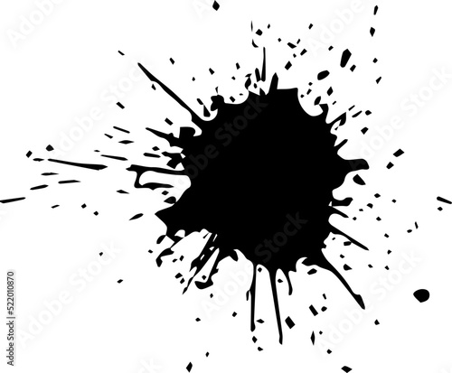 Grunge black stain. Ink splash. Paint blotter