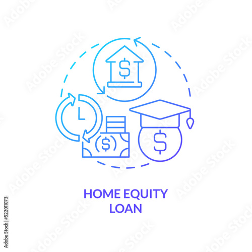 Home equity loan blue gradient concept icon. Financial tip. Banking. Way to save for education abstract idea thin line illustration. Isolated outline drawing. Myriad Pro-Bold font used
