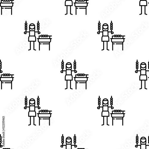 shashlik icon pattern. Seamless shashlik pattern on white background.