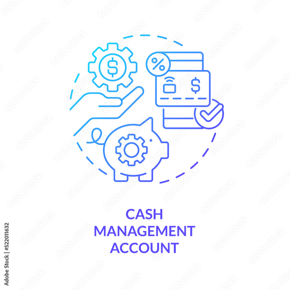 Cash management account blue gradient concept icon. Commercial