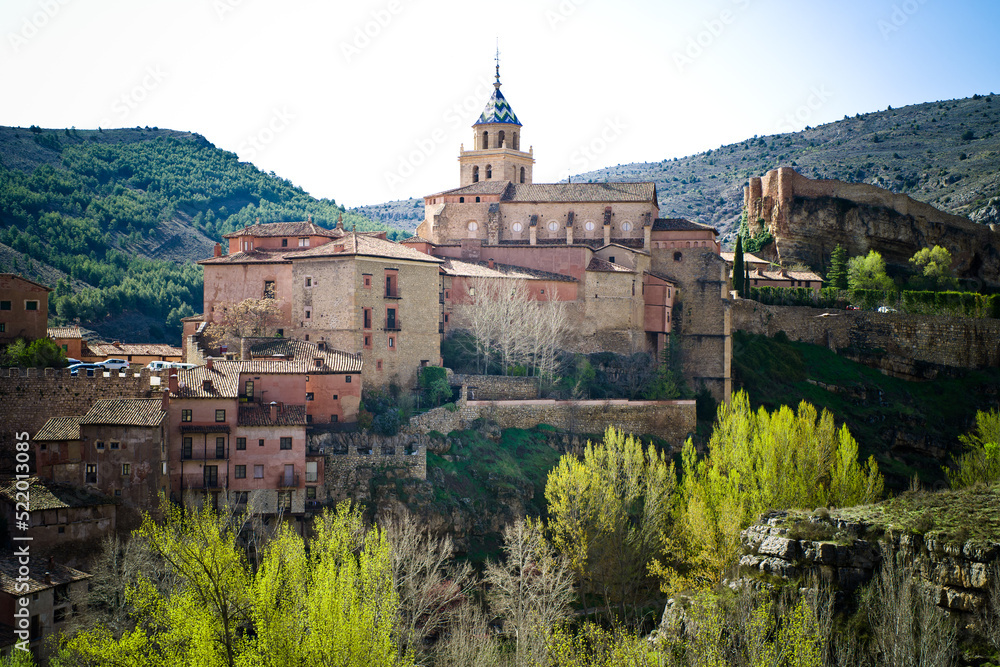 old medieval buildings, narrow streets in the small mountain town of Albarracin