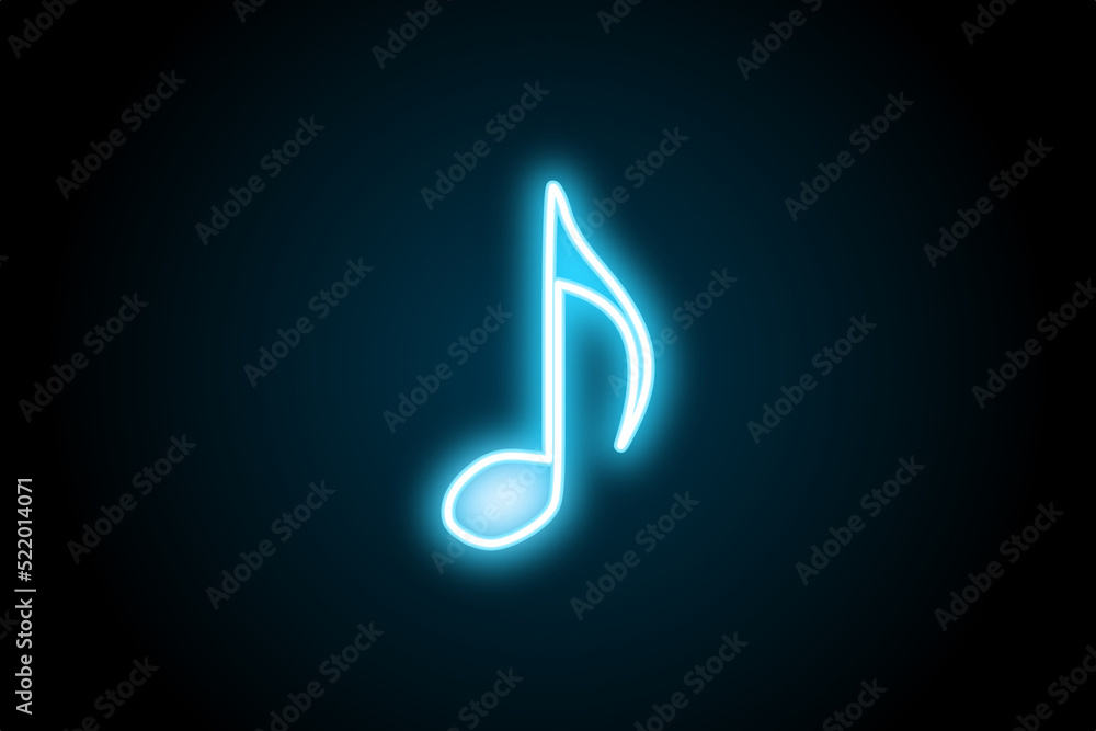 Music note quaver glowing neon symbol sign Music note quaver glowing neon symbol sign