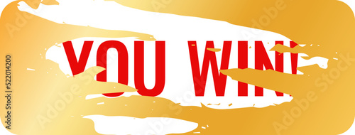 Win label scratch effect. Golden square card