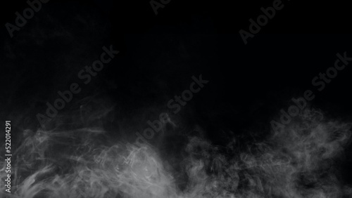 White smoke or fog isolated on black background.