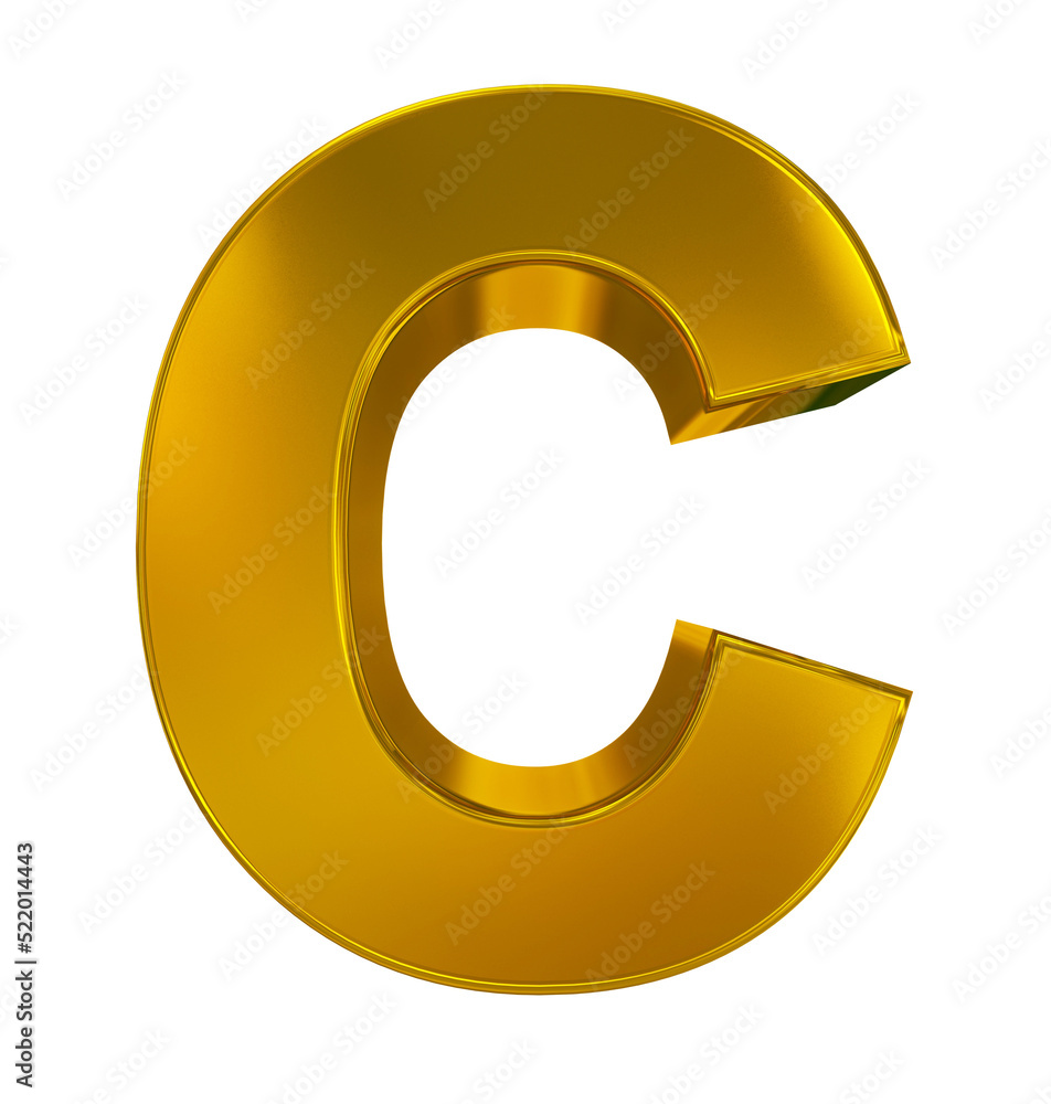 letter C 3d golden isolated on white - 3d rendering letter C 3d golden isolated on white - 3d rendering